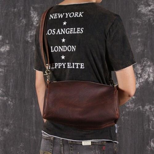 Vintage Casual Genuine Leather Small Shoulder Bag Men Crossbody Bag male Leather Messenger Bag Leisure Men sling Bag