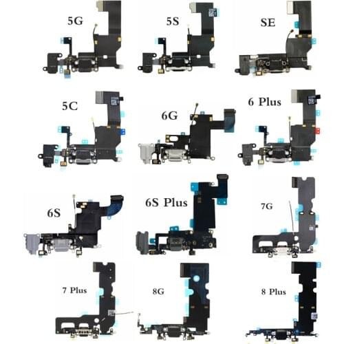High Quality Charging Port Flex Cable For iPhone 6 7 8 Plus USB Flexible Charger Dock Connector With Microphone And Audio Jack