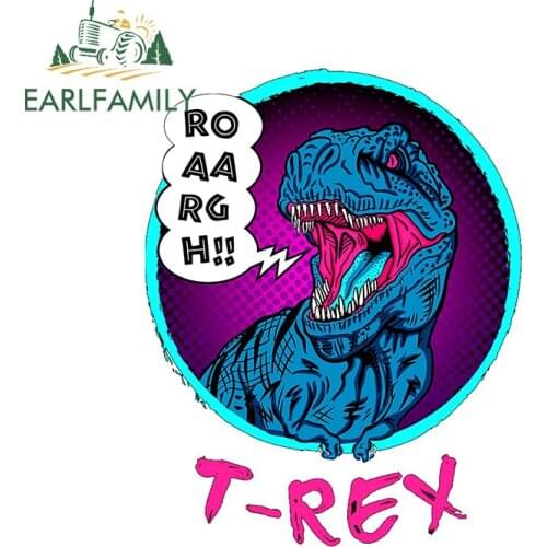 EARLFAMILY 13cm x 7.1cm Funny Trex Dinosaur Car Stickers Creative Windows Bumper Laptop Vinyl Material Car Assessoires Decal