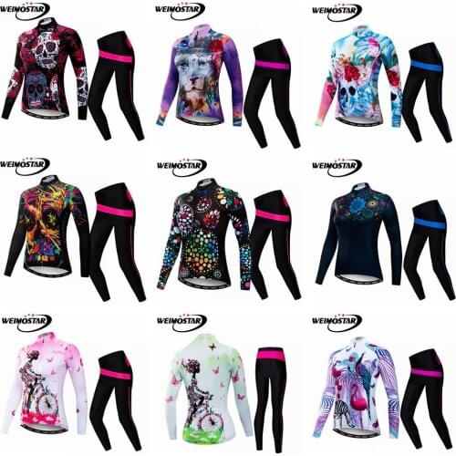 Women Cycling Jersey Mtb Bicycle Clothes Female Ciclismo Long Sleeves Road Bike Clothing Riding Shirt Team pants Custom Design