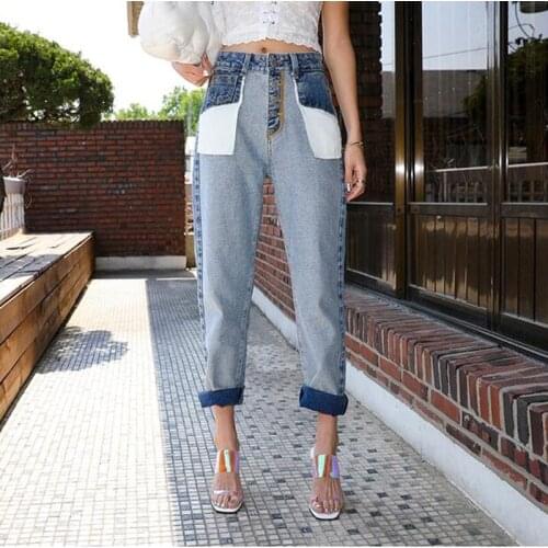 Blue Button Up Pencil Jeans Woman Ankle Length Denim Trousers Chic Pants Capris Streetwear 2019 Autumn High Waist Women Jeans