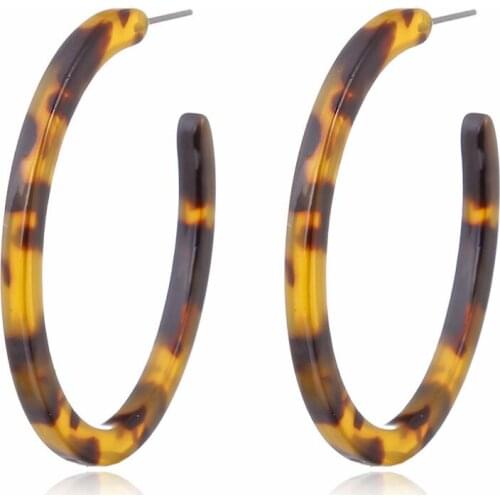 Vintage C Shape Leopard Acetate Resin Geometric Large Earrings For Women Fashion Jewelry Acrylic Tortoiseshell Pendientes AE707