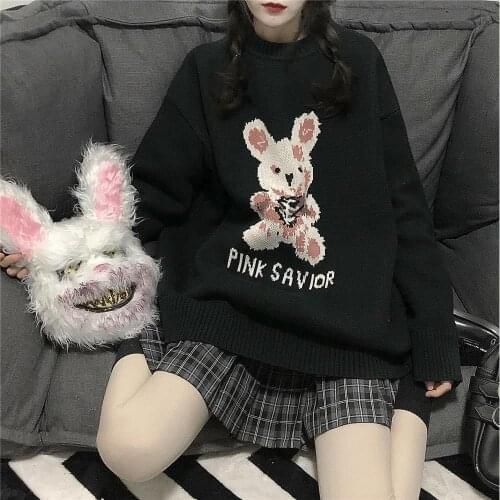 Woman Sweater Autumn Winter Harajuku Pullover Bunny Knitting korean Fashion Female sweaters Loose Pullover Gothic Punk Clothes