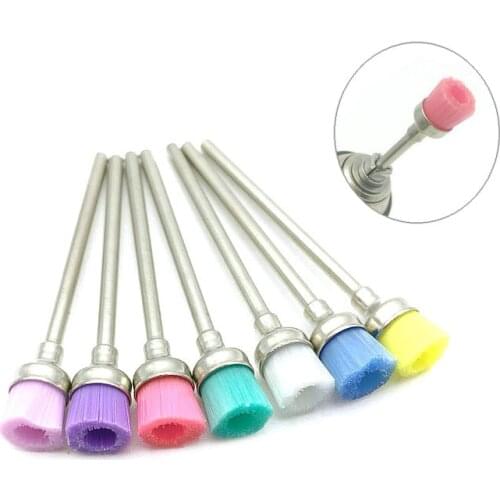 1Pc Dental Bowl Polisher Brush Nail Art Drill Bit Cleaning Brushes Manicure Accessories Dentistry Material 7 Colors