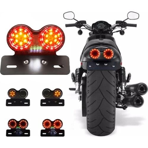 1Pc Motorcycle Taillight Turn Signal Indicators Custom Motorbike Rear Stop Lamp Brake Light Cafe Racer Flashing Lamp