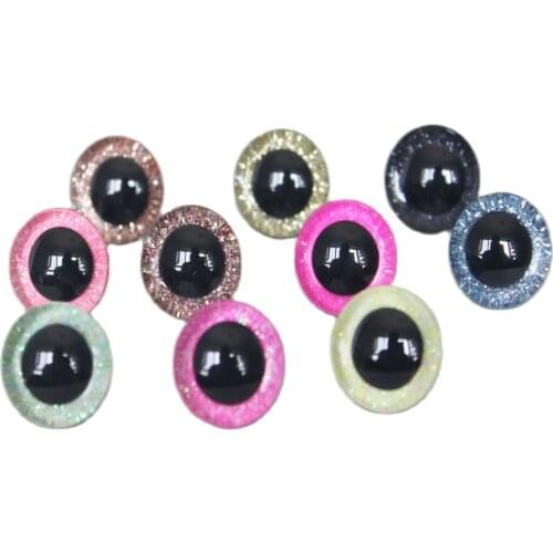100pcs--Y10-9-12-14-16-20-24-30-35mm 3D glitter Candy color toy eyes + washer for woolen diy plush doll color option