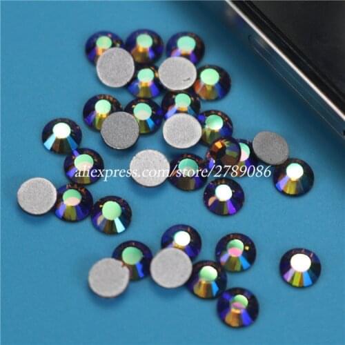 1440pcs Smoked Topaz AB FlatBack Non HotFix Strass Nail art Rhinestone 3D Glass Round Crystal Stones For DIY Nails Decorations