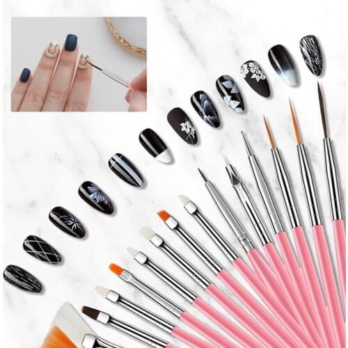 15PCS/Set Nail Art Cleaning Brush DIY Liner Acrylic Pencil Brush Manicure Painting Tools Beauty Nail Art Supplies
