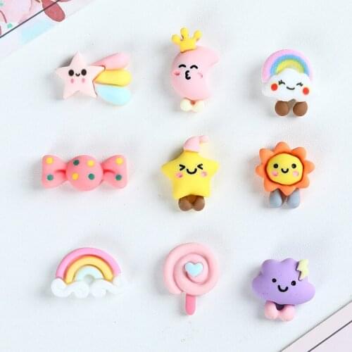 30Pcs Cute Lollipop Candy Rainbow Resin Embellishments DIY Craft Supplies Kids Hair Accessories Phone Shell Patch Arts Ornaments