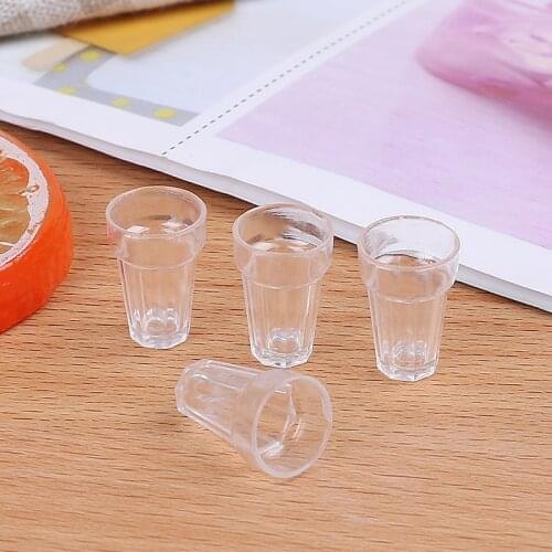4pcs/set 1:12 Scale Resin Transparent Home Glass Model Goblet Miniature Mini Wine Beer Cup Dollhouse Craft DIY Parts