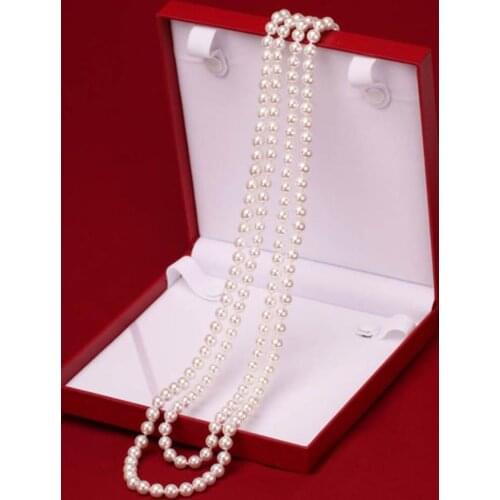 8mm-10mm Nanyang mother of pearl pearl necklace decorated round white shell pearl pearl sweater chain send mom
