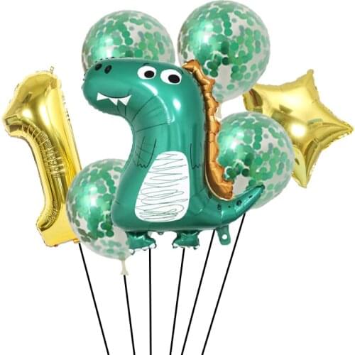 9pcs/set Dinosaur Animal Latex Balloons 32inch 0-9 Number Foil Balloon Birthday Party Decoration Kids Baby Shower Event Supplie