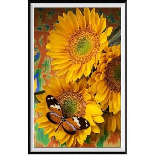 5d Diamond Painting Full Drill Round Rhinestones Diy Diamond Mosaic Cross Stitch Kits Diamond Embroidery Sunflower Butterfly