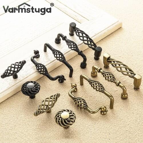 American Vintage Antique Hollow Out Birdcage Handles Bronze Cabinet Handles Drawer Knobs Wardrobe Door Pullers Furniture Handle