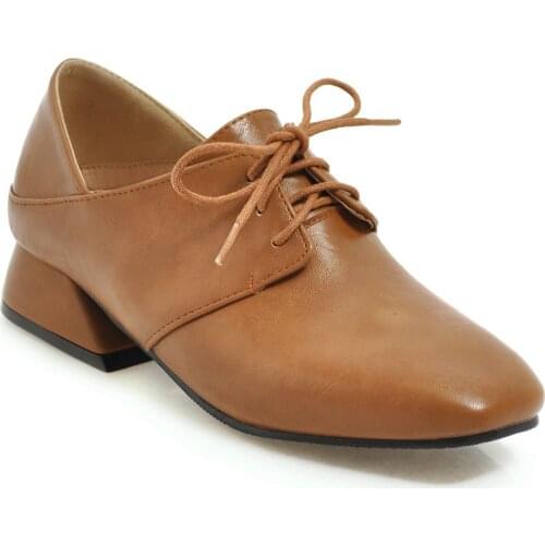 British wind 19 years in early spring the new party with low with square yards size 32-48 lace-up joker single woman shoes