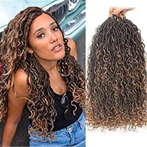 ELEGANT MUSES Synthetic Crochet Braids Passion Twist River Goddess Braiding Hair Extension Ombre Brown Faux Locs With Curly Hair