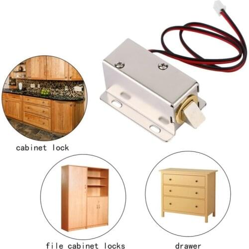 DC12V 0.8A Metal Electric Magnetic Lock Solenoid Door Storage Cabinet Bolt Drawer File Electronic Lock Access Control Accessorie