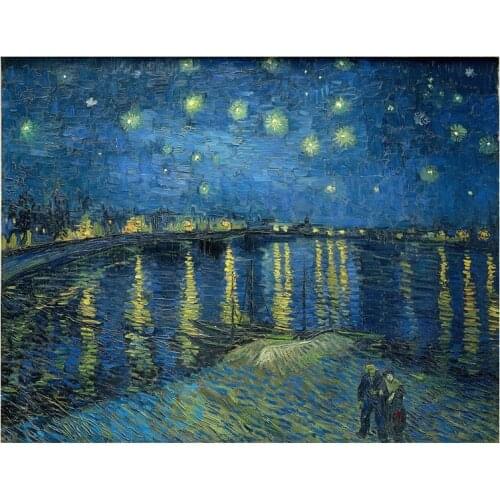 Starry Night Over the Rhone Printed Canvas van Gogh 11CT Cross-Stitch Embroidery Full Kit Needlework Handmade Craft Knitting