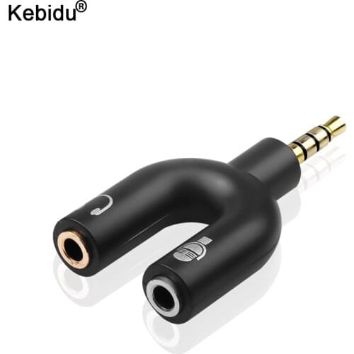 Kebidu 3.5mm Splitter Stereo Plug U-shape Stereo Audio Mic & Headphone Earphone Splitter Adapters For MP3 MP4 Player Smartphone
