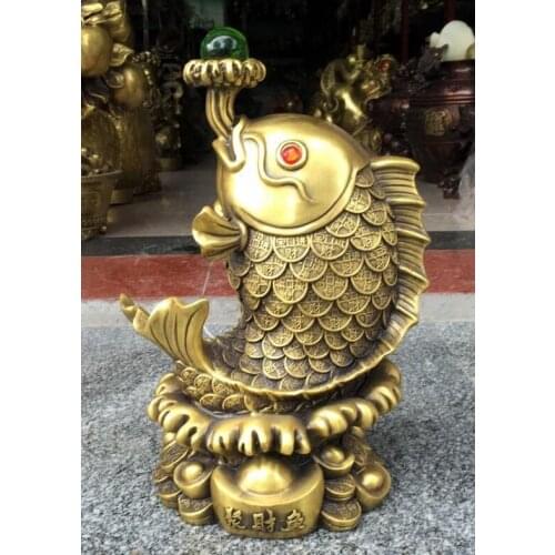 Chinese Very beautiful Brass Fish crafts decorations Statue