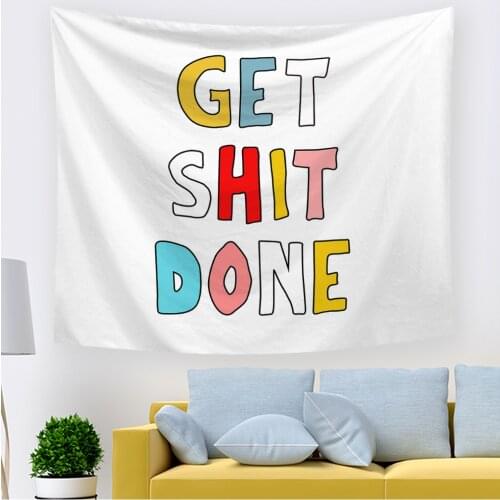 2021 Get Shit Done Hawkalice Quote Motivational Painting Cool Wall Tapesty For Home Decor Bedroom Tell Youself You Can 59x59in