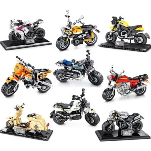 Technology Creator Series Moto Model Spell Toy Building Block Brick Puzzle Small Particle Block Diy Toy Friend Birthday Gifts