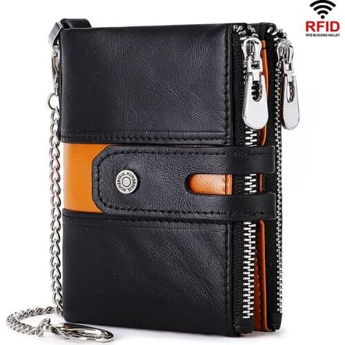 Genuine Cow Leather Wallet for Men with Coin Pocket RFID Blocking Purse Quality Design Money Bag Male Walet Wholesale