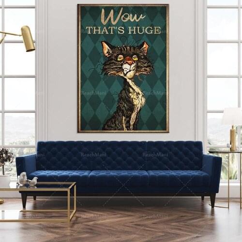 Cat wow that is a huge poster, retro style, funny kitten decoration poster