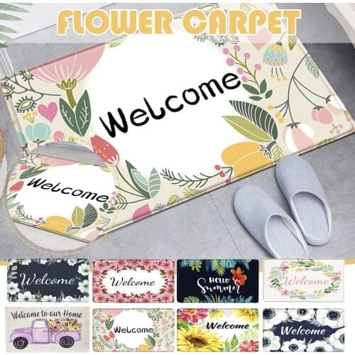40X60CM welcome mats for front door Flower Anti-slip Resist Dirt Floor Rugs For Kitchen Bathroom Foot Pad Home Decor