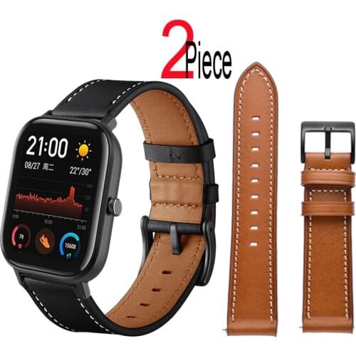 Leather Band For Xiaomi Amazfit GTS 2 Mini 2e Bip S U Pro GTR 2 47mm/42mm Stratos 3 Pace Bracelet Strap Smart Watch Wristband