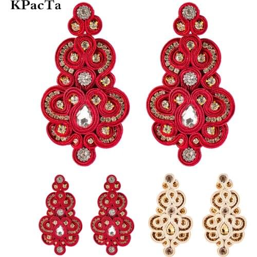 KPacTa New Design Soutache Handmade Earrings Ethnic Jewelry Women Fashion Crystal Decoration Drop Earring Gifts boucle d'oreille