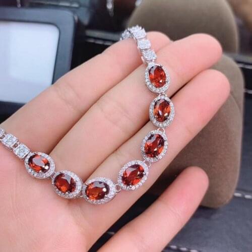 Best Gift Natural Real Garnet Bracelet Natural And Real Garnet Bracelet 925 sterling silver Fine jewelry Garnet Bracelet