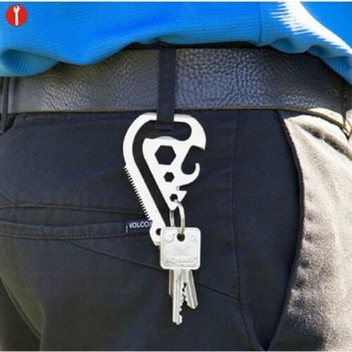 Outdoor camping Multifunction keyholder stainless steel Saw hex wrench Opener Backpack clip EDC gadget for Army fans hikingFW057