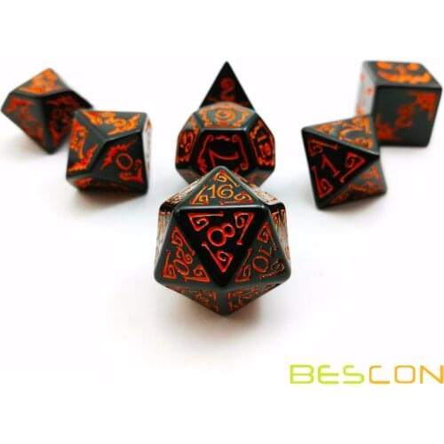 Bescon Halloween Polyhedral Dice 7pcs Set, Halloween RPG Dice Set d4 d6 d8 d10 d12 d20 d% Set of 7 Halloween Dice-DnD Dice