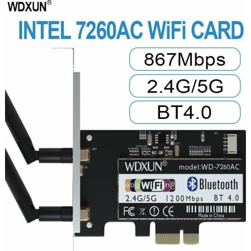 Desktop WIFI PCI Express 7260AC 2.4GHz/5GHz Wi-Fi Inteligente PCIe Bluetooth 867 4.0 wifi card desktop PCIE WIFI AC-7260