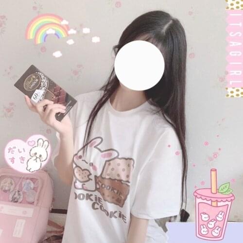 New Kawaii Tshirt Women 2021 Fashion T Shirt Short Sleeve Loose Tops Cute Print Clothes Japanese Jk Graphic e-girl y2k tShirts