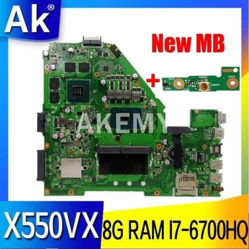 New!!! X550VX Motherboard For Asus X550VX X550VXK X550VQ Laptop Mainboard Motherboard GTX 950M I7-6700HQ 8GB