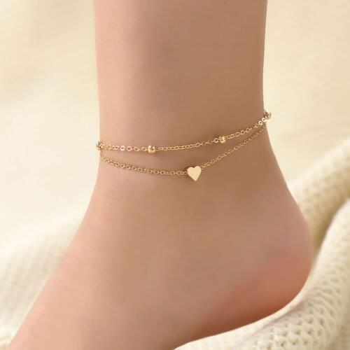 New Fashion Simple Heart Female Anklets Foot Jewelry Leg New Anklets On Foot Ankle Bracelets For Women Leg Chain Gifts L3