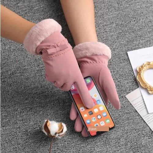 Winter Warm Ladies Gloves Plus Velvet Windproof Autumn and Winter Outdoor Riding and Driving Touch Screen Gloves