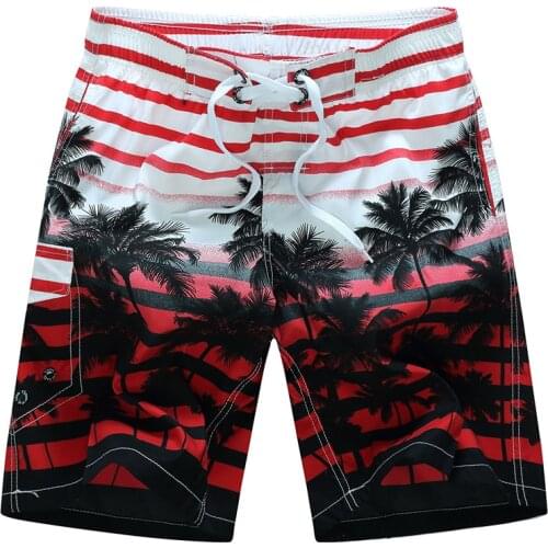 Summer Board Shorts Beach Surfing Liner Swimwear Fitness Bodybuilding Swimming Trunks Coconut Tree Mens Bathing Suit Plus Size