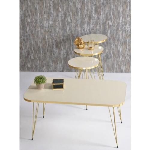 Nesting Table And Center Table Kr Set Gold Cream Wire