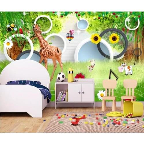 Custom Wallpaper 3d giraffe 3d grass scenery beautiful childrens room kids room Wallpaper Mural Painting For Living Room