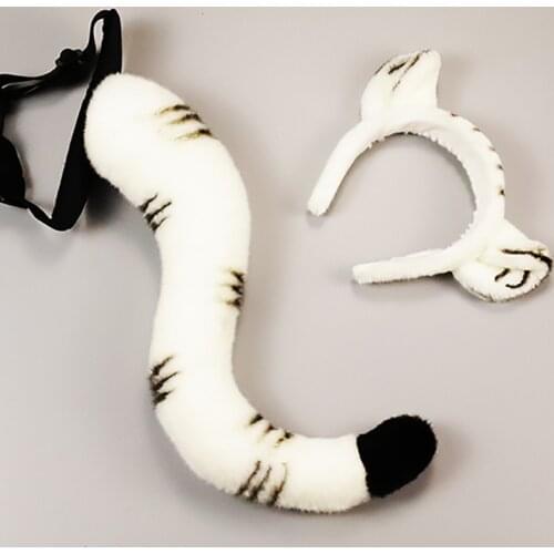 Animal Costume Tail Ear Headband Halloween Christmas Party Toys Kids Adult Gift Tiger Giraffe Leopard Panda Dinosaur Cosplay