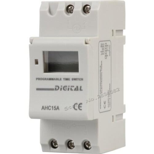 220V LCD weekly programmable timer Din rail 7 days digital electronic time switch relay for time control household AHC15A New