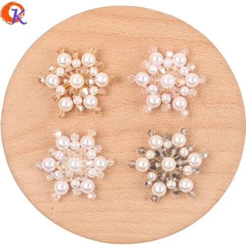 Cordial Design 30Pcs 28*32MM Jewelry Accessories/Crystal Charms/Imitation Pearl/Flower Shape/Hand Made/Earring Findings/DIY Part