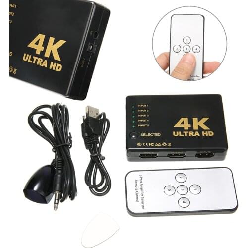 3D 1080p 5 Port 4K*2K; HDMI Switch Switcher Selector Splitter Hub iR Remote For HDTV LCD Monitor DVD Players Vedio Projector