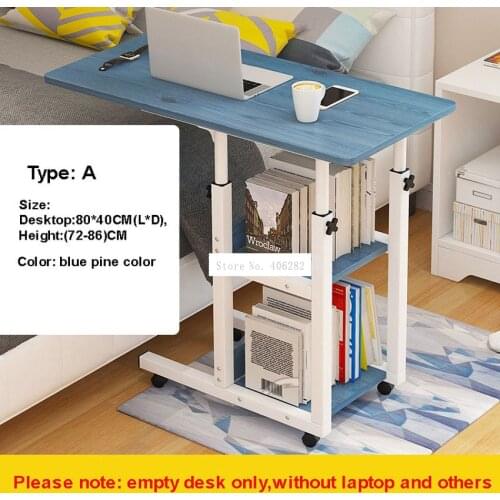 Movable Simple Design Laptop Table Wood Desktop Height Adjustable Bed Sofa Side Computer Notebook Laptop Desk Table Iron Frame