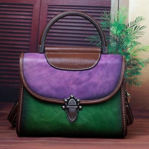 Genuine Leather Women Messenger Cross Body Tote Bags Retro First Layer Cowhide Female Lady Shoulder Top Handle Handbag