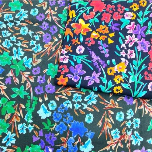 145x50cm Cotton Digital Direct Injection Printing Fabric, Shirt Womens and Childrens Clothing Lavender Floral Pattern Cloth