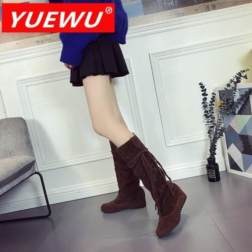 YUEWU Women’s 2021 European Style Middle Heel Fashion Boots Available In Five Colors Frenulum Tube Boots